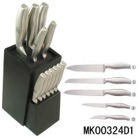 11pk hollow handle s.s knife set with wooden stand