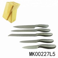 HOT SALE 5PCS STAINLESS STEEL KNIFE CUTLERY SETS WITH WOODEN BLOCK